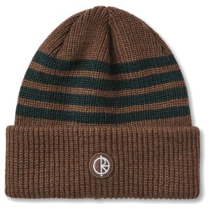 Bonnet Polar Stripe Merino Beanie Brass Dark Green