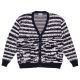 Cardigan Pop Trading Company Gilles de Brock Knitted Cardigan Navy Off White